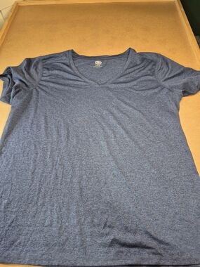 Athletic Works Heathered Navy V-Neck Short Sleeve Tee